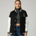 Chaqueta universitaria de mujer con letras aplicadas - Negro