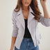 Chaqueta de motorista asimétrica para mujer - Gris