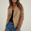 Chaqueta de motorista asimétrica para mujer