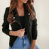 Chaqueta de motorista asimétrica para mujer - Negro