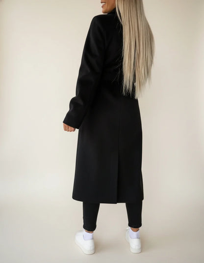 Luvrefashion | Mid Length Winter Overcoat with Belt in Khaki - detail view