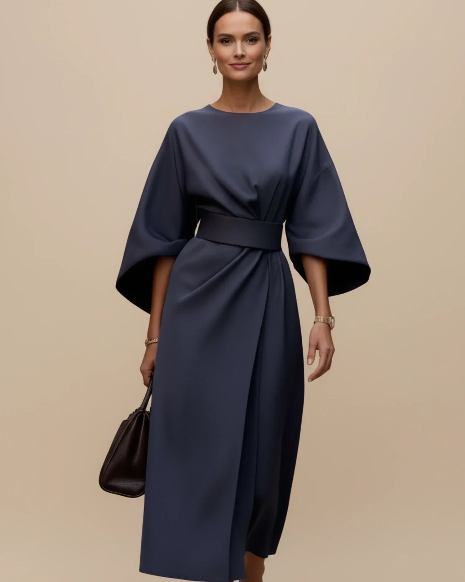 Luvrefashion | Chic Dress with Belt and Lantern Sleeves in Black - image 7