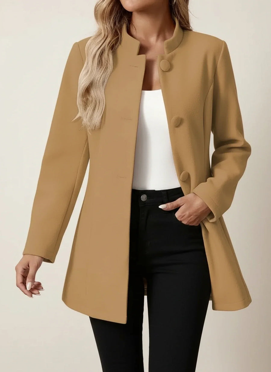 Luvrefashion | Business Casual Blazer with Stand Collar in Beige - image 8