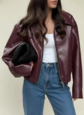 Chaqueta corta con cuello para mujer