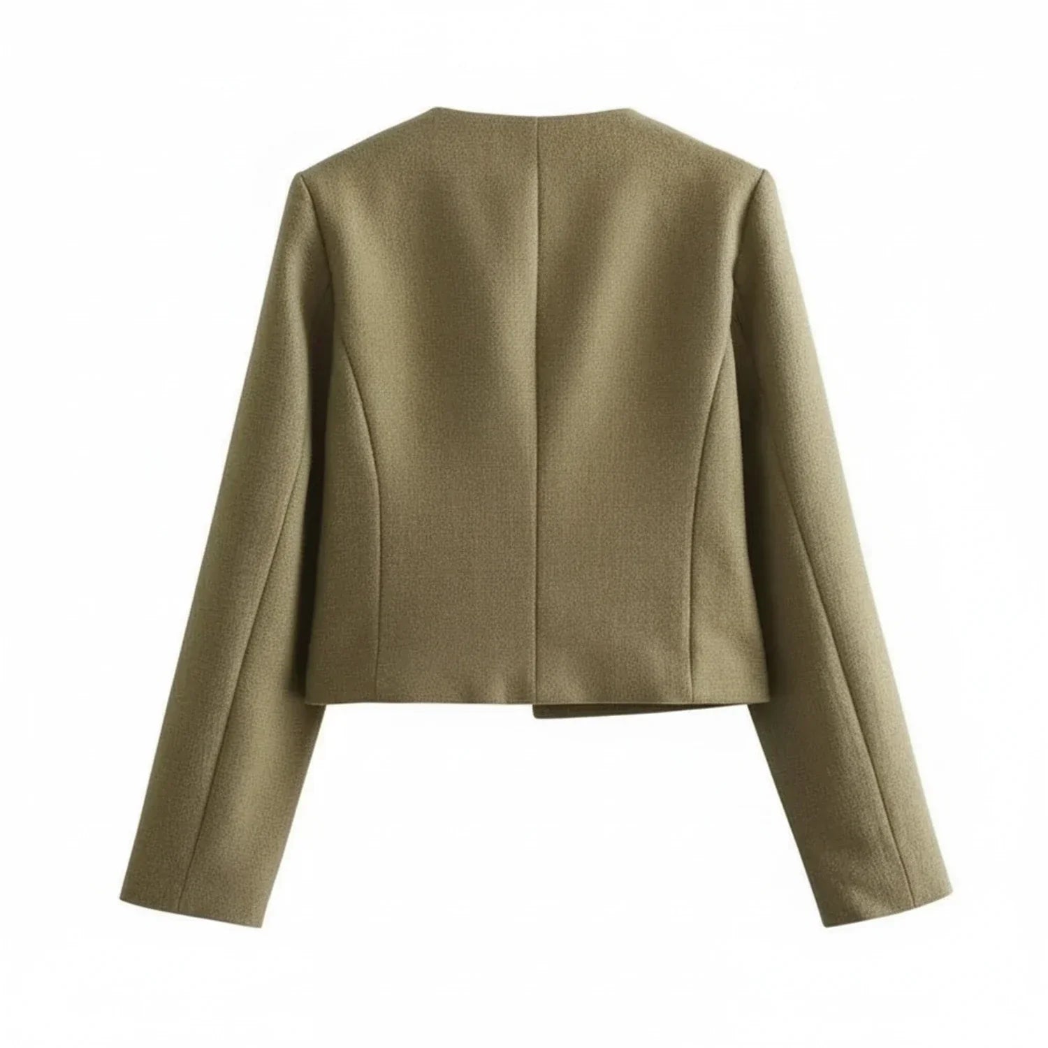Luvrefashion | Cropped Collarless Blazer for in Khaki - side view
