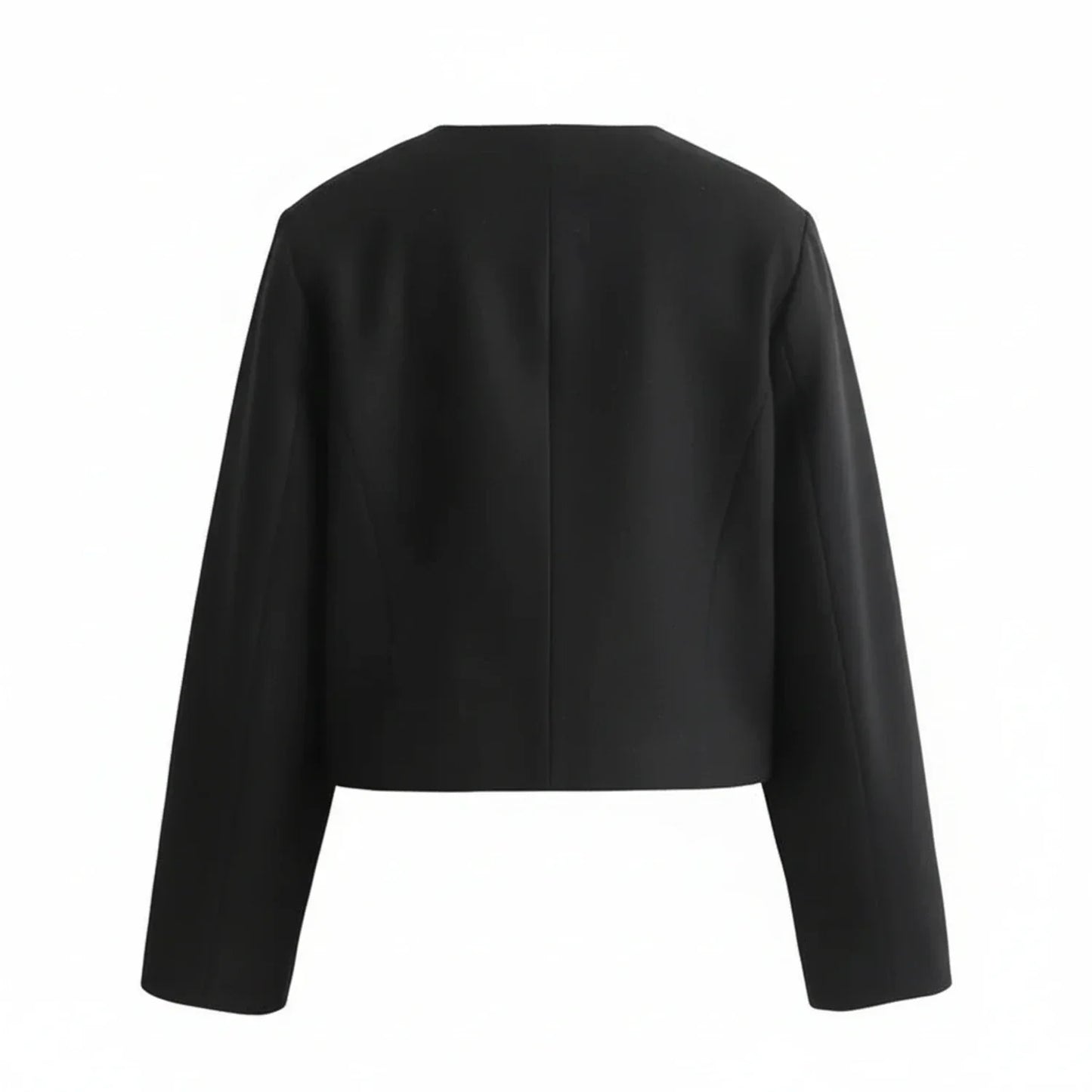 Luvrefashion | Cropped Collarless Blazer for in Khaki - styled look