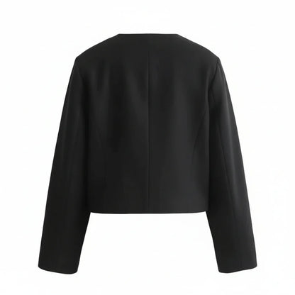 Luvrefashion | Cropped Collarless Blazer for in Khaki - styled look