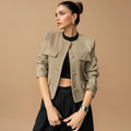Americana corta sin cuello para mujer