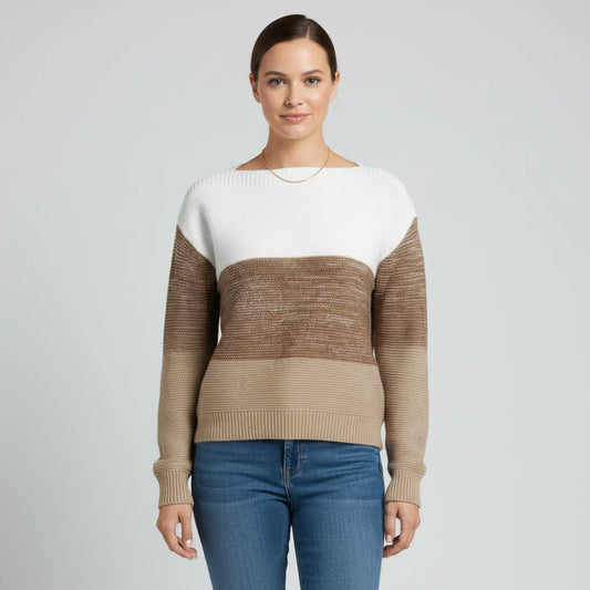 Luvrefashion | Ladies' Multi Tone Sweater in Khaki - front view