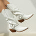 Botas Cowboy Blancas con Tiras y Hebillas para Mujer - Blanco