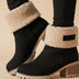 Botines de tacón de bloque con puño de sherpa para mujer - Negro