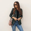 Blazer de cuadros de doble botonadura para mujer