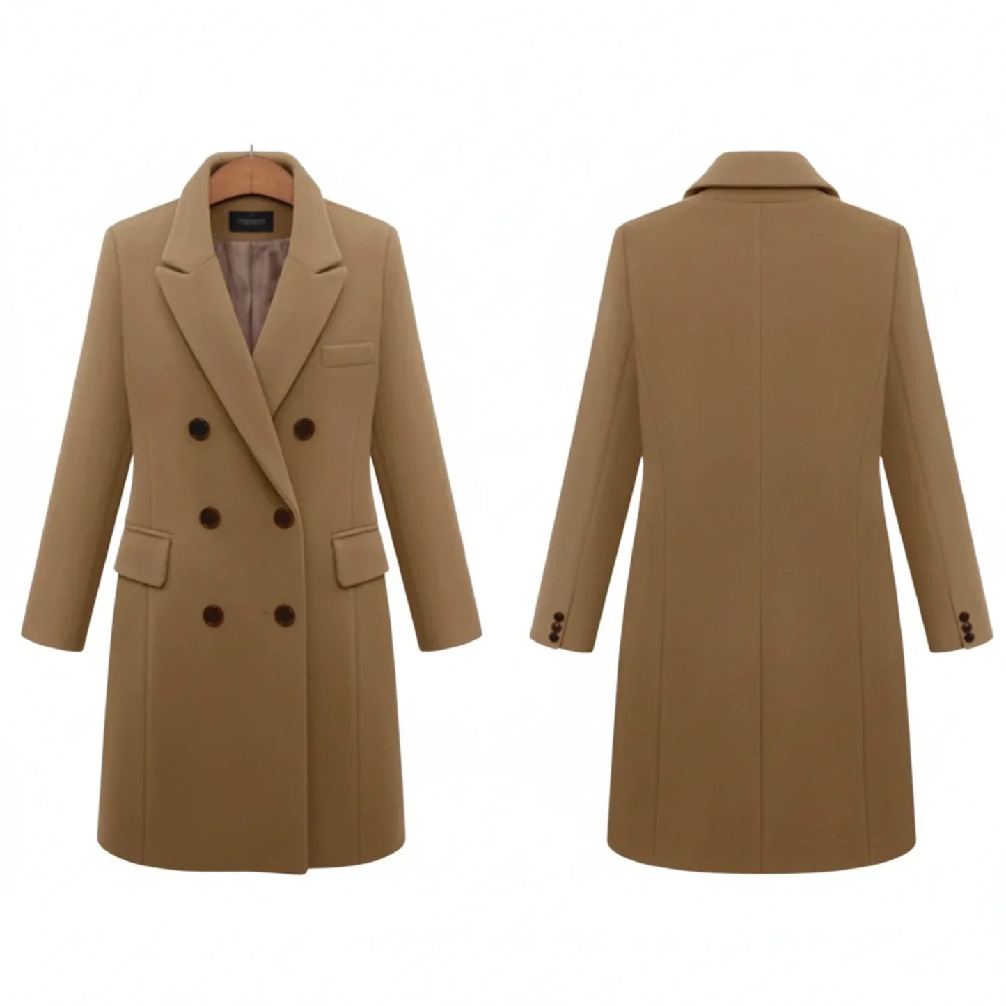 Luvrefashion | Cozy Double Breasted Winter Coat in Black - side view