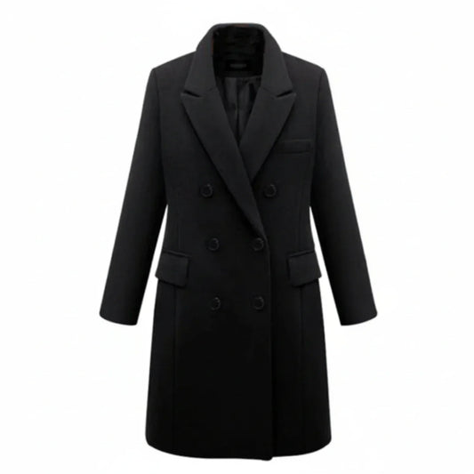 Luvrefashion | Cozy Double Breasted Winter Coat in Black - front view