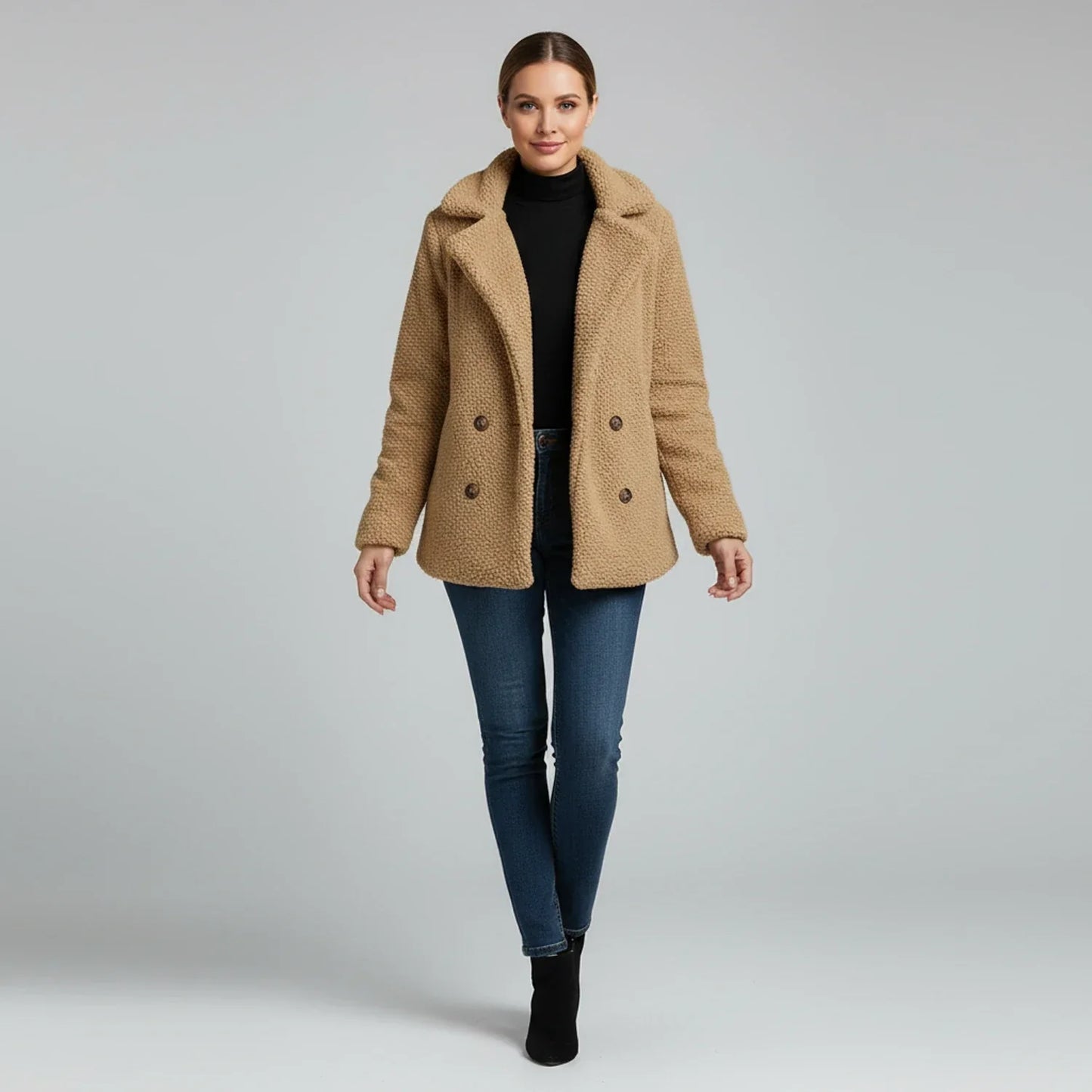 Luvrefashion | Double Breasted Jacket for in Khaki - back view