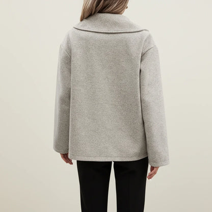 Luvrefashion | Double Breasted Winter Pea Coat for in Gray - styled look