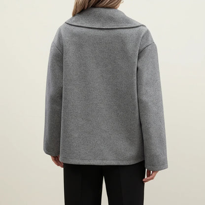 Luvrefashion | Double Breasted Winter Pea Coat for in Gray - back view