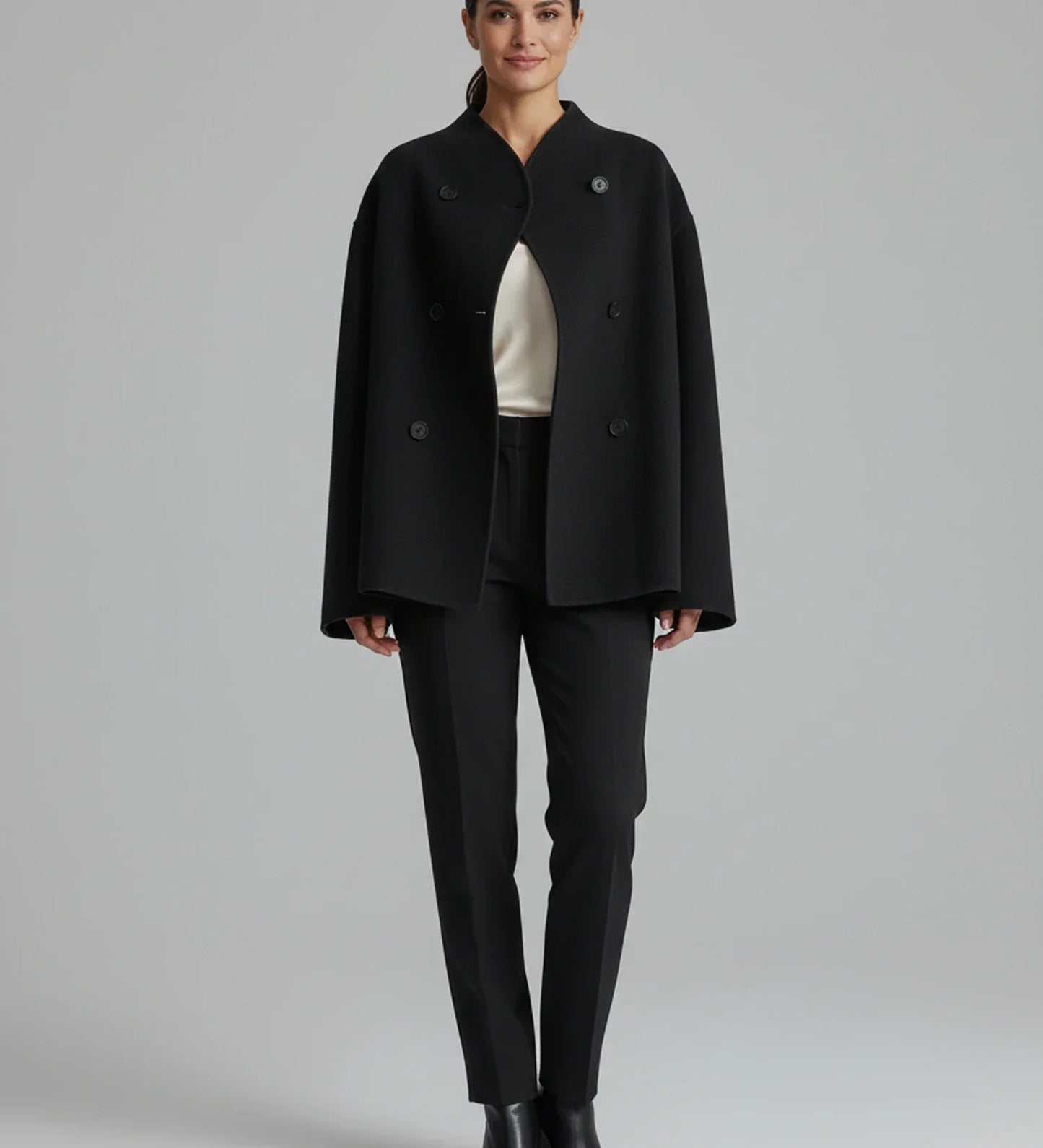 Luvrefashion | Ladies' Collarless Double Breasted Short Jacket in Khaki - image 6