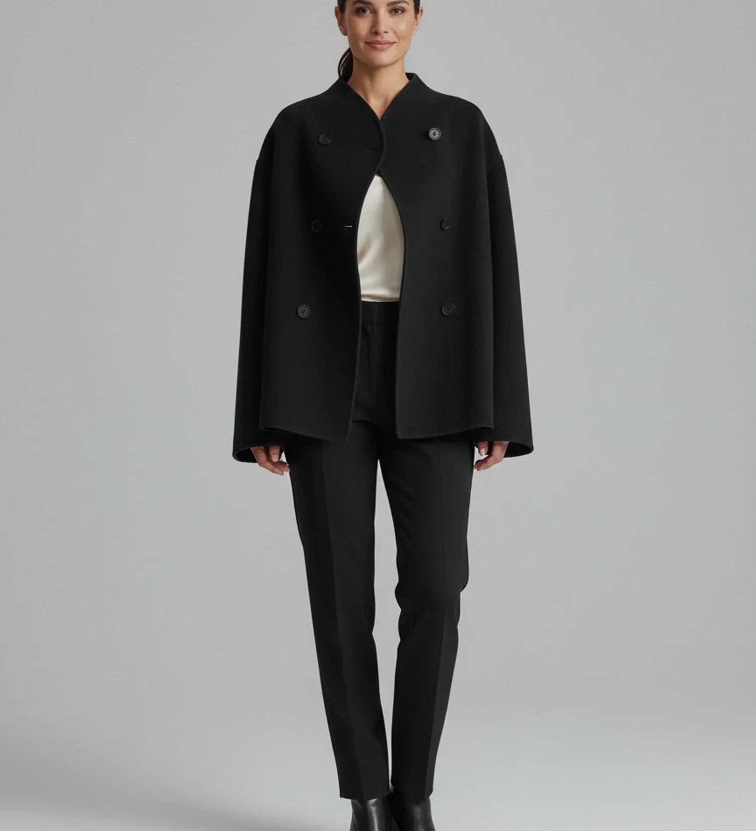 Luvrefashion | Ladies' Collarless Double Breasted Short Jacket in Khaki - image 6