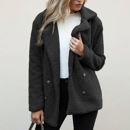 Luvrefashion | Double Breasted Teddy Peacoat for in Beige - image 7