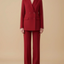 Traje de pantalón de doble botonadura elegante para mujer - Rojo