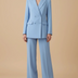 Traje de pantalón de doble botonadura elegante para mujer - Azul Celeste