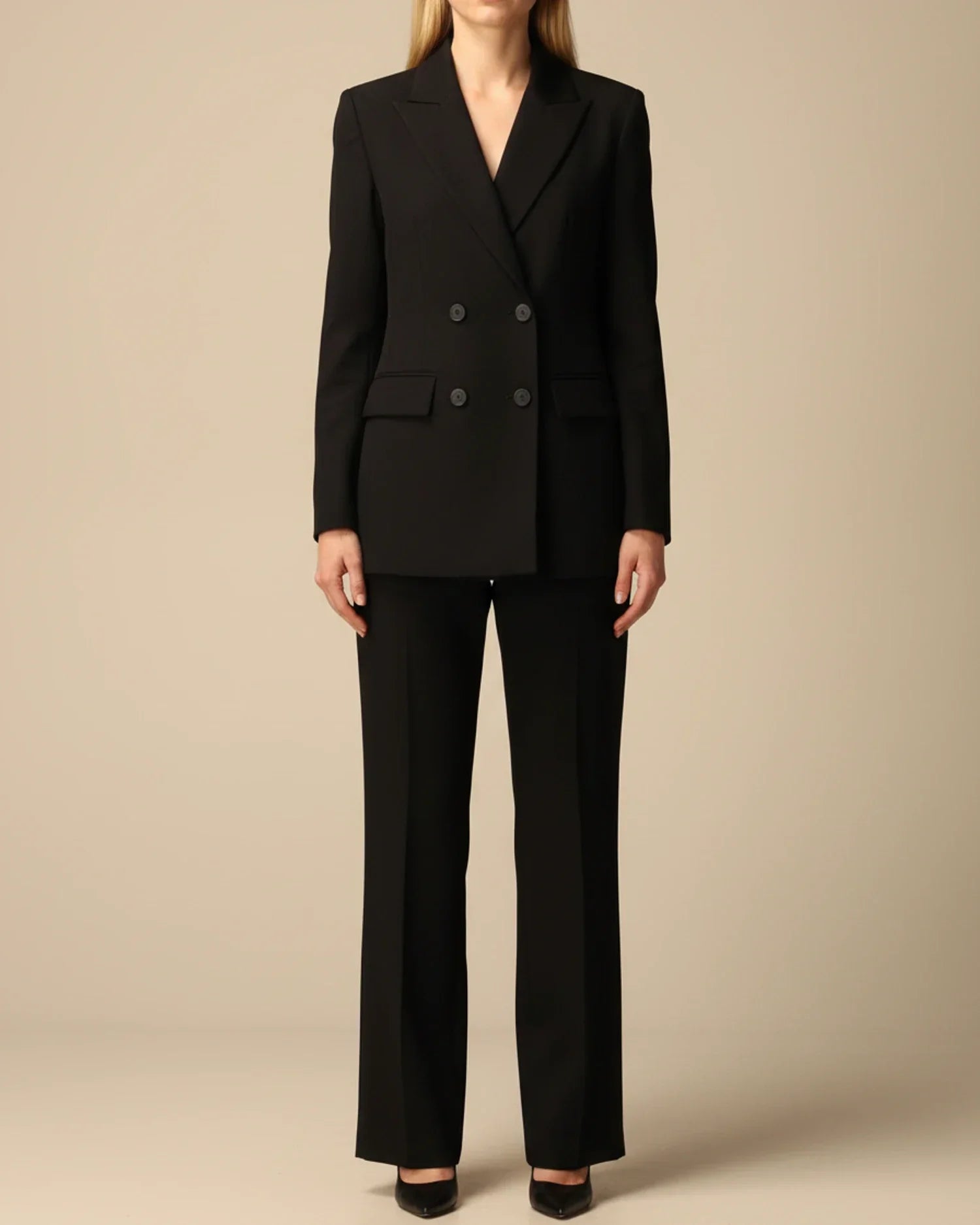 Luvrefashion | Ladies' Elegant Double Breasted Trouser Suit in Pink - styled look
