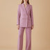 Traje de pantalón de doble botonadura elegante para mujer - Rosa