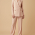 Traje de pantalón de doble botonadura elegante para mujer - Albaricoque
