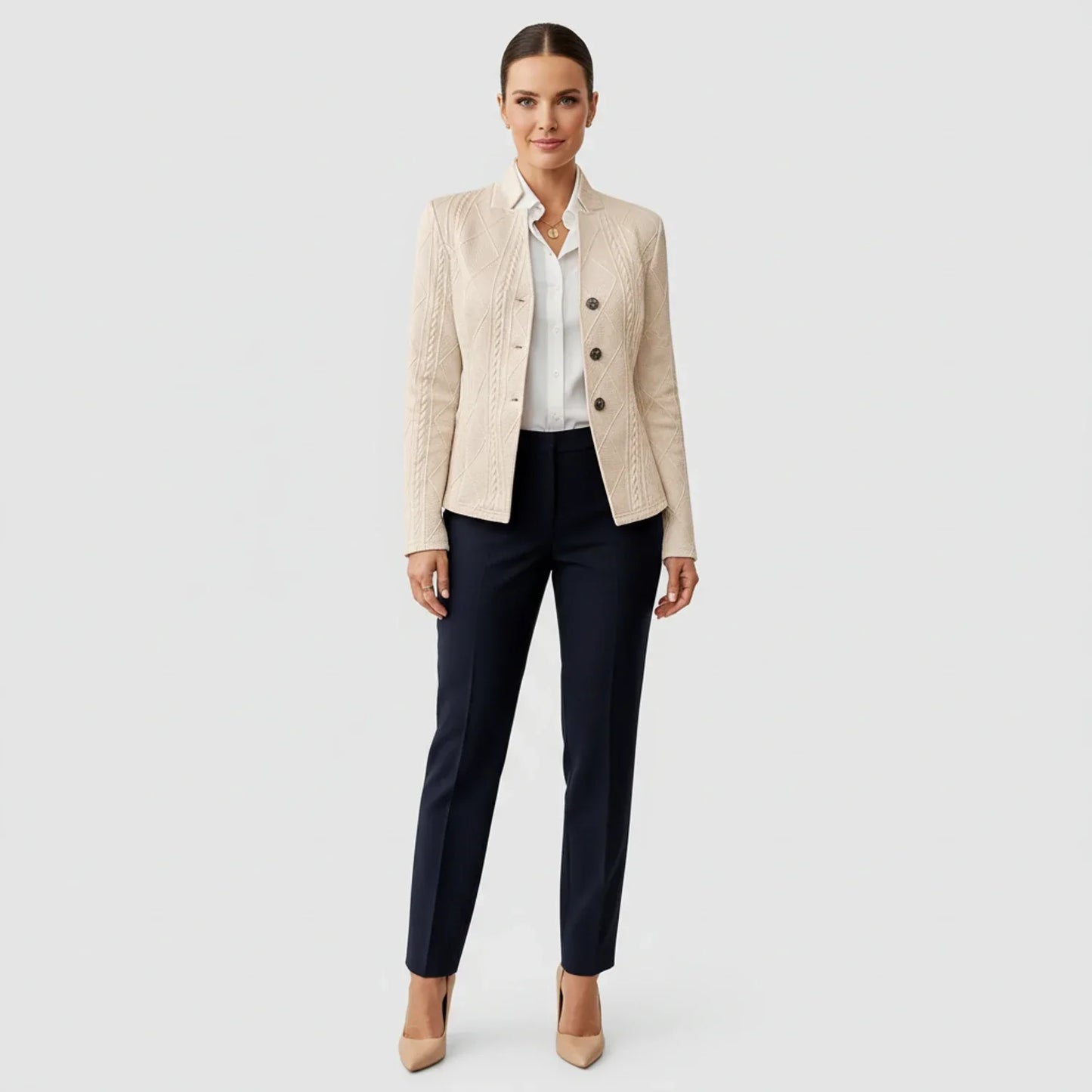 Luvrefashion | Tailored Blazer for in Beige - side view