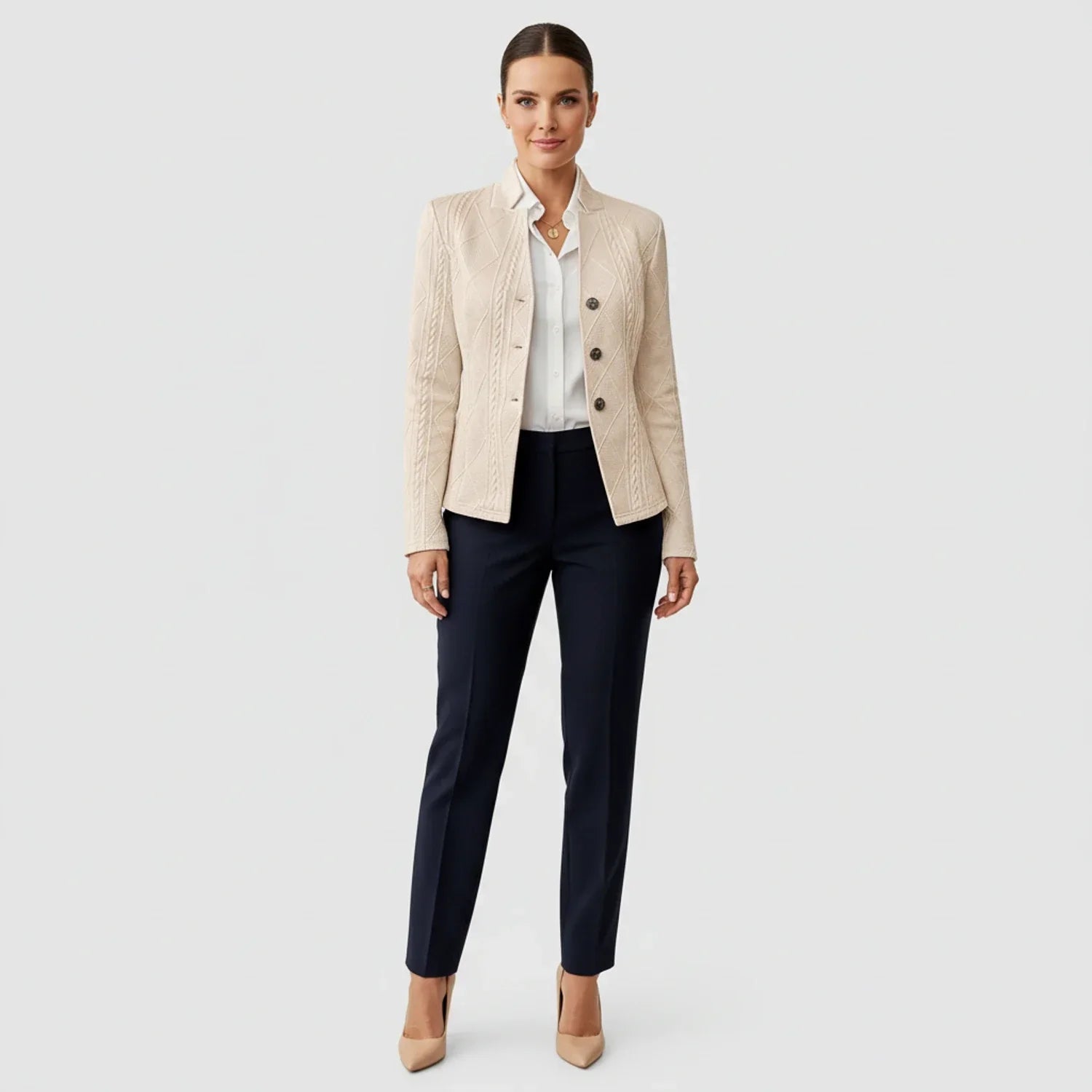 Luvrefashion | Tailored Blazer for in Beige - side view