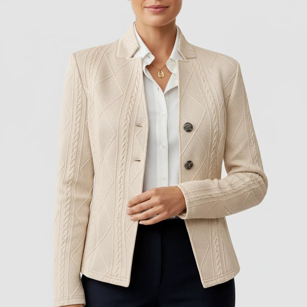 Luvrefashion | Tailored Blazer for in Beige - front view