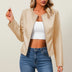 Chaqueta de cuero para mujer - Diseño entallado - Albaricoque