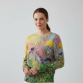 Suéter tipo pullover con estampado floral silvestre para mujer