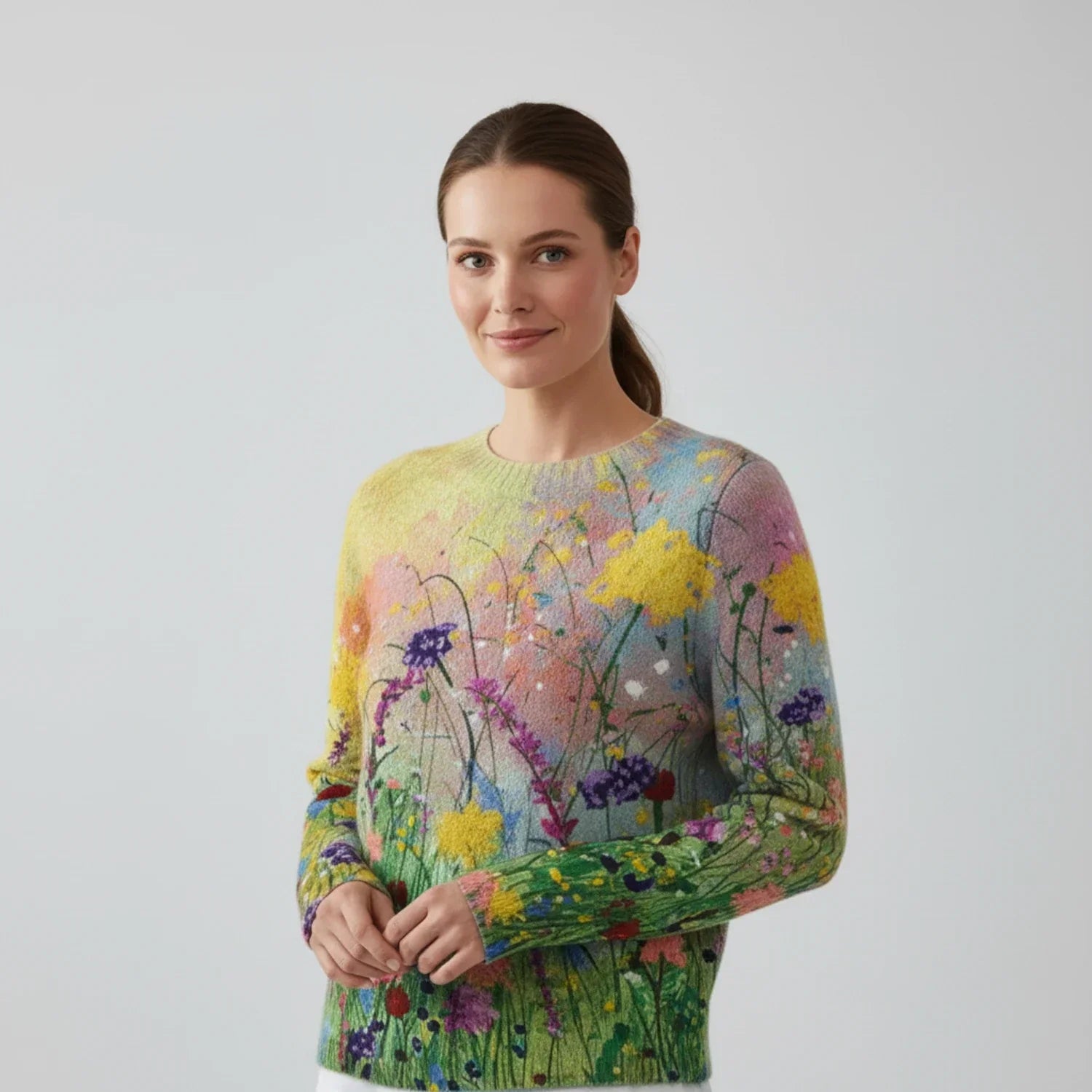 Luvrefashion | Wildflower Floral Print Pullover Sweater for in Floral - front view
