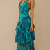 Maxivestido floral con cuello de pico para mujer - Verde