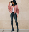 Chaqueta de moto con flecos para mujer