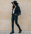 Chaqueta de moto con flecos para mujer