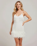 Minivestido de cóctel con flecos de plumas para mujer