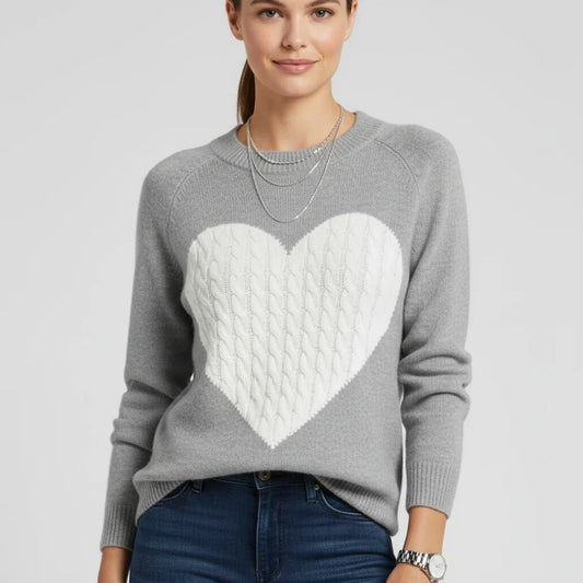 Luvrefashion | Heart Patterned Sweater for in Gray - front view