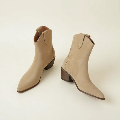 Luvrefashion | Ladies' Western Style Ankle Boots in Apricot - styled look
