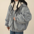 Chaqueta bomber de mujer con capucha de piel