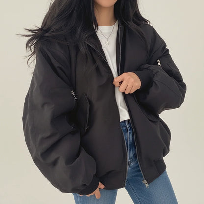 Luvrefashion | Bomber Jacket with Fur Hood for in Gray - back view