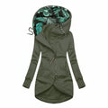 Chaqueta de invierno con capucha de mujer con largo de túnica