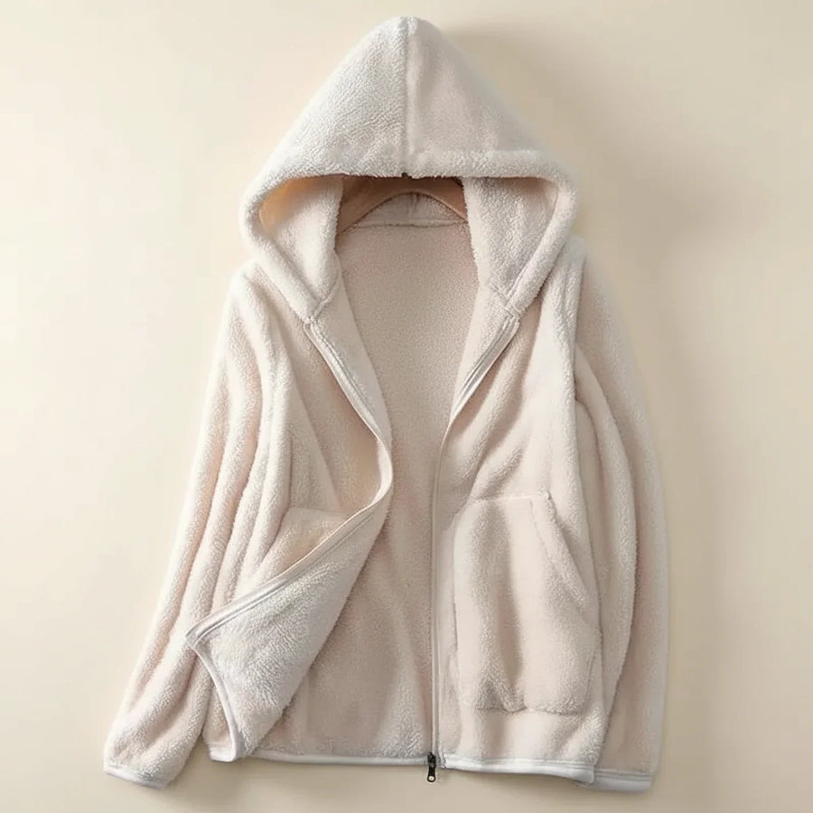 Luvrefashion | Ladies' Fleece Jacket with Hood in Pink - image 6