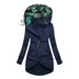 Chaqueta de invierno con capucha de mujer con largo de túnica - Navy Blue