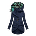 Chaqueta de invierno con capucha de mujer con largo de túnica