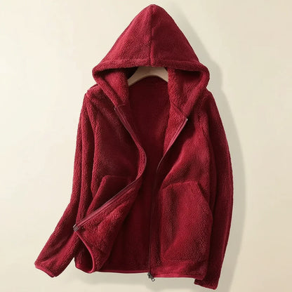 Luvrefashion | Ladies' Fleece Jacket with Hood in Pink - image 7