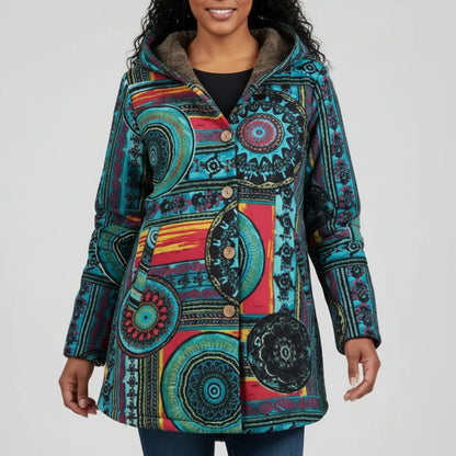 Luvrefashion | Bohemian Hooded Winter Jacket for in Multicolor - side view