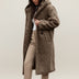 Abrigo largo de invierno con capucha y diseño Teddy para mujer - Khaki